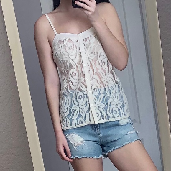 Urban Outfitters Tops - Urban lace cream button down camisole sz S